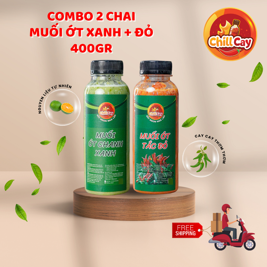COMBO 2 chai Muối ớt đỏ + muối ớt xanh CHILL CAY  Sốt muối ớt tắc đỏ nhà làm dùng chấm hoặc trộn SIÊ