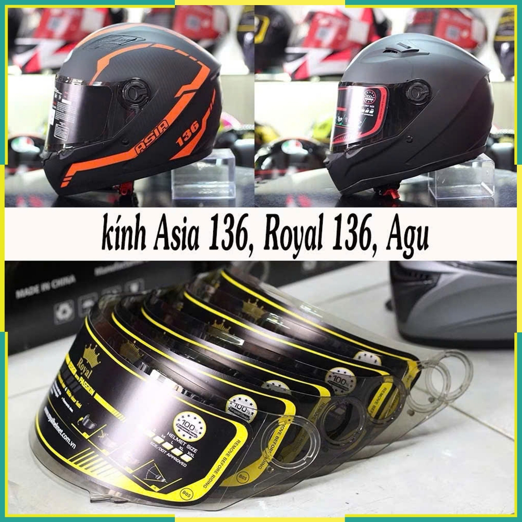 Kính thay thế cho nón M136 Royal - Asia Mt136 Agu Fullface