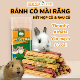 Bánh Cỏ Xoắn mài răng Jessie que cỏ mài răng vị cỏ kết hợp rau củ dành cho Thỏ, Bọ Ú, Chinchillas Bunihouse Buni House