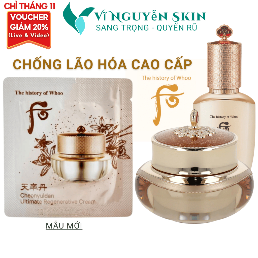 10 Gói Kem Dưỡng Cao Cấp WHOO ULTIMATE Tái Sinh, Chống Lão Hóa Da Cheonyuldan Ultimate Regenerating Cream