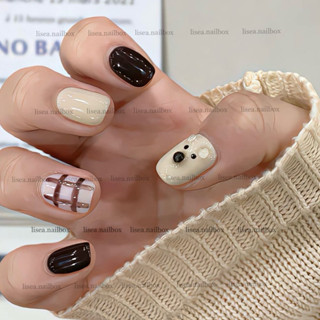 Nail box thiết kế GẤU NỔI by Lisea - Tặng kèm keo dũa Móng tay giả Móng úp Nailbox xinh đáng yêu
