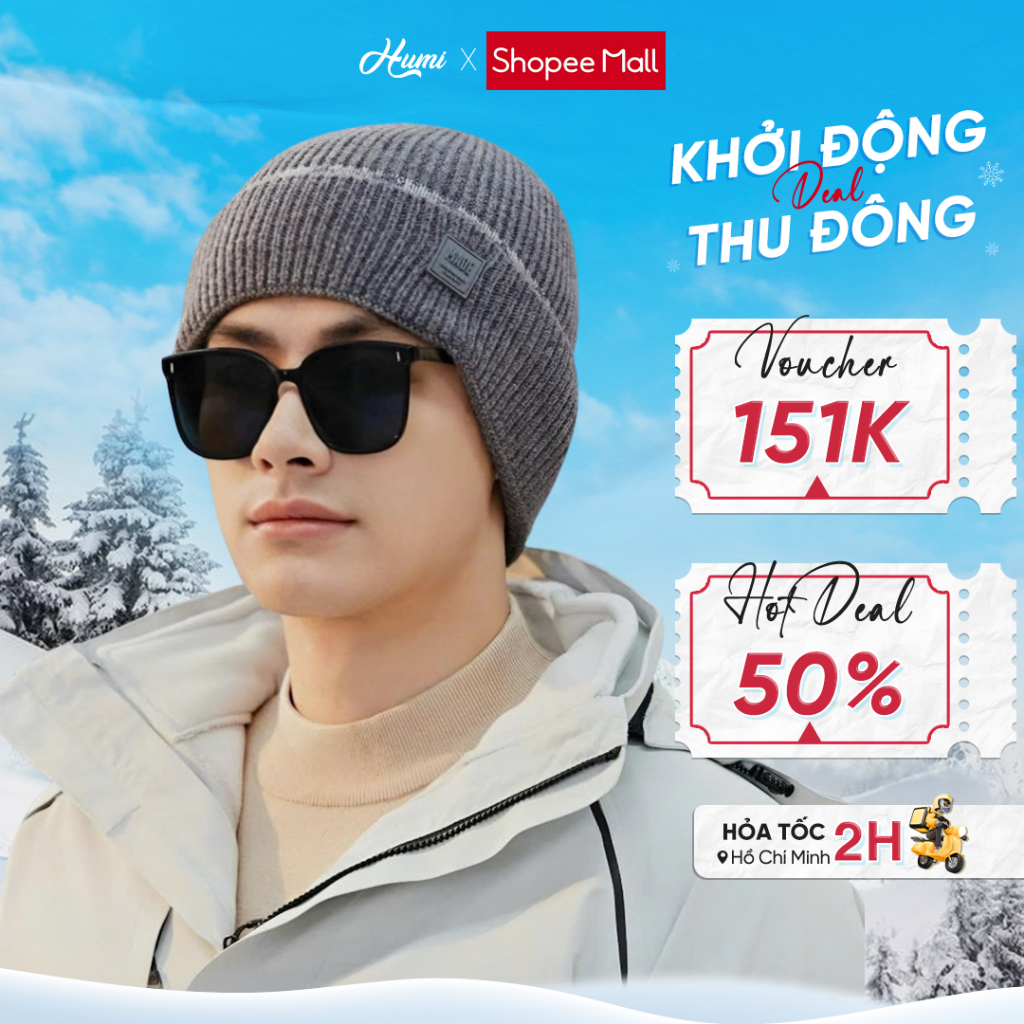 Mũ len nam HUMI giữ ấm trẻ thời trang thu đông chất liệu cao cấp mềm mại giữ nhiệt màu sắc đơn sắc