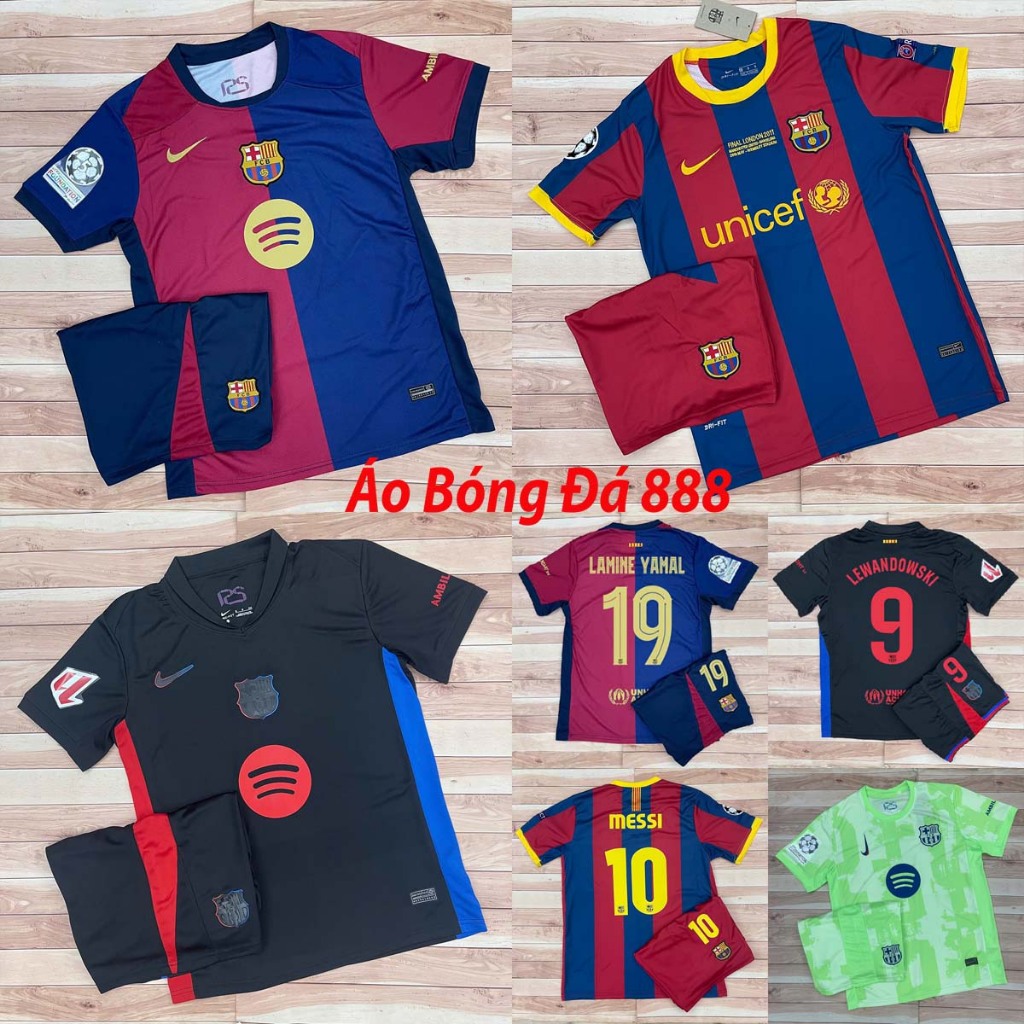 Bộ Quần Áo Bóng Đá CLB Barcelona , Áo Đá Banh Barce 2024 - Vải Polyester Gai Thái Cao Cấp