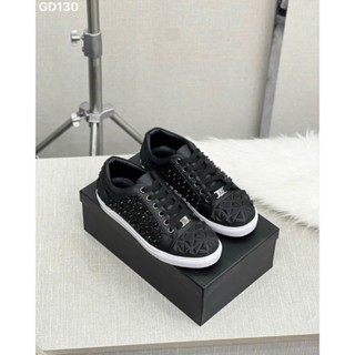 Giày philipp plein nam - Slipon nam Philipp Plein da Pu phủ kim tuyến tag đinh phối mũi cao su nổi khối boy phố