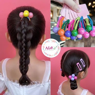  Dây cột tóc 2 đầu bé gái chun buộc tóc hạt tròn phối màu tạo kiểu bông hoa dễ thương NiA shop PK235 