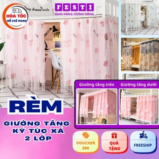 Rèm ký túc xá giường tầng họa tiết 2 lớp  rèm ktx thêm lớp voan cản sáng cản muỗi tạo không gian riêng tư Festi 