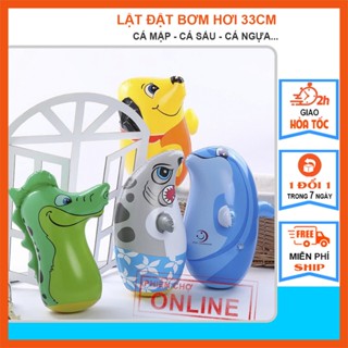 Lật Đật Bơm Hơi 33cm, Đồ Chơi Bơm Hơi Cho Bé Hình Con Vật (Có Túi Cát)