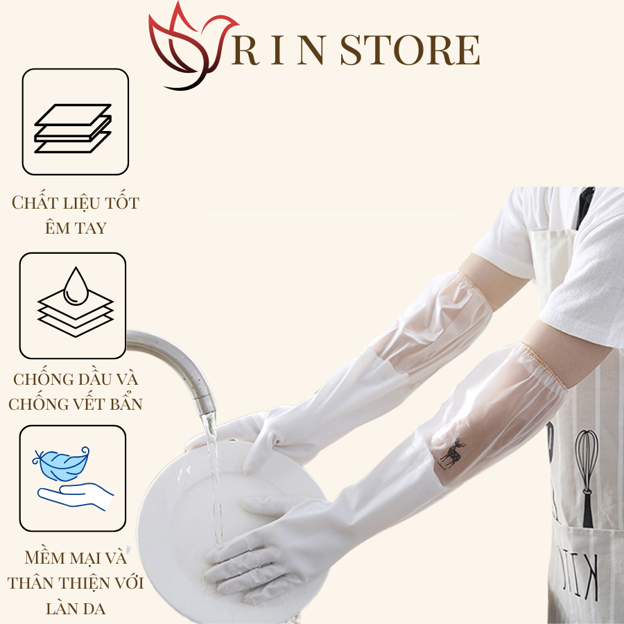Găng Tay Rửa Chén Cao Su Găng Tay Rửa Bát Siêu Dai Chống Ăn Mòn Bảo Vệ Đôi Tay Tiện Lợi RIN