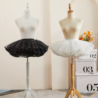 Chân váy , Tùng phồng ngắn 25cm-40cm 2 tầng vải đơn cho Lolita/ cosplay/ jk/ váy thường màu trắng, đen dáng xòe ba lê