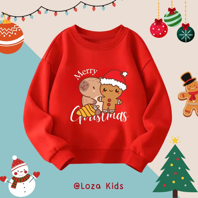 Áo sweater bé gái, bé trai in hình Capybara - Áo nỉ cổ tròn cho bé size từ 15-40kg  Loza Kids AN2866