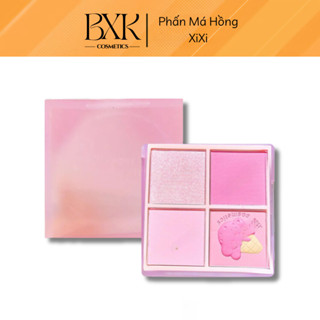 Phấn má hồng XIXI 4 ô bền màu lâu trôi tích hợp nhũ bắt sáng highlight BXK COSMETICS