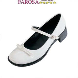 Giày nữ da bóng Mary Jane đế cao 5cm FAROSA - TK92 Giày oxford mùa thu mũi tròn đính nơ cực xinh