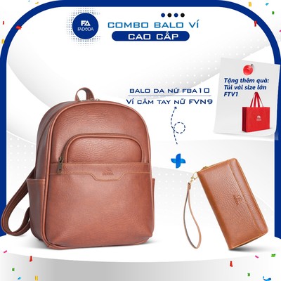 Combo Balo unisex FADODA FBA10 và Ví cầm tay nữ cao cấp FVN09