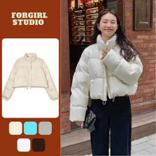 Áo khoác phao croptop Forgirlstudio dáng Hàn Quốc siêu ấm mùa đông trơn dáng basic dễ mặc T014