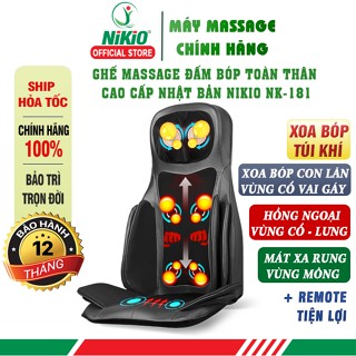 Đệm Ghế Massage Toàn Thân Nikio NK-181 - Mát Xa Cổ Vai Gáy Lưng 3D Chuyên Sâu Dùng Trên Ghế