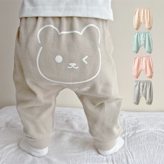 Quần nỉ cotton thu đông dày ấm áp họa tiết hoạt hình in mông đẽ thương cho bé trai bé gái