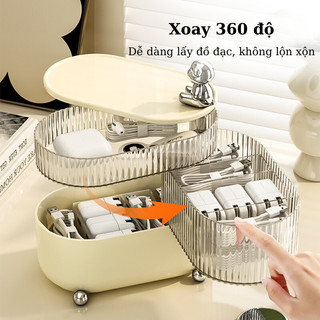 Hộp đựng đồ trang sức buộc tóc mỹ phẩm dây sạc bánh kẹo 3-4 tầng xoay linh hoạt để đồ đa năng tiện lợi xinh xắn 