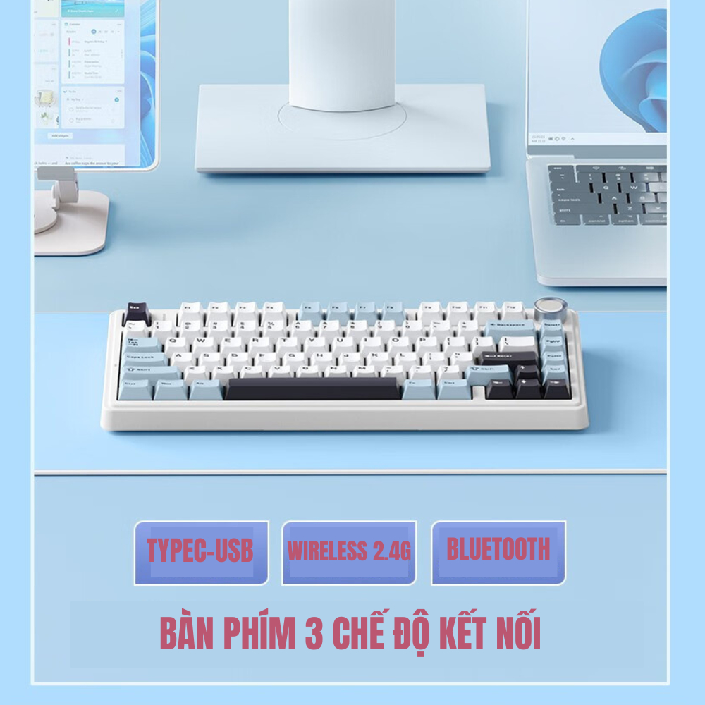 [Hàng Sẵn] Bàn phím cơ không dây Aula f75 mạch xuôi, 3 mode, hotswap, led rgb, full foam, keycap pbt double shot | BigBuy360 - bigbuy360.vn