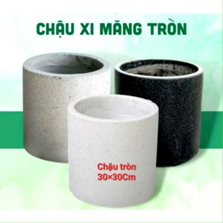 Chậu  Xi Năng Đá Mài Trụ Đứng Tròn 40 x 40 cm Trồng Cây