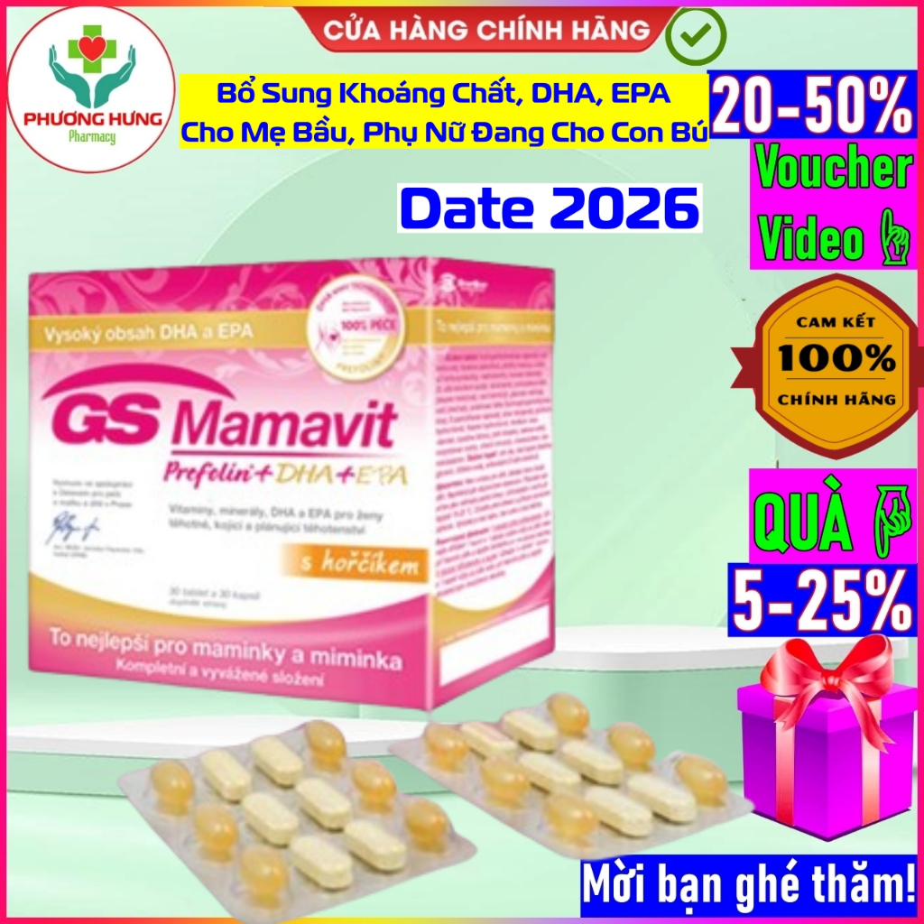 Viên uống GS Mamavit Bổ Sung Khoáng Chất, DHA, EPA Cho Mẹ Bầu, Phụ Nữ Đang Cho Con Bú-Hộp 60 viên