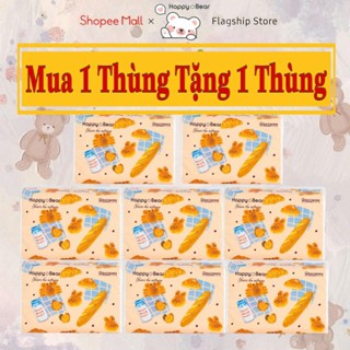  MUA 1 TẶNG 1 Giấy ăn rút lụa gấu HAPPY BEAR ULTRA SOFT giấy trắng mịn 300 Tờ 3 Lớp an toàn với mọi làn da 