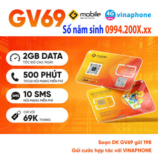Sim GTel 4G Vinaphone [Miễn phí tháng đầu], Thoải mái Data 60Gb/tháng và 500 Phút Gọi Vinaphone