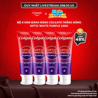 Kem Đánh Răng Colgate trắng răng Optic White Purple 100g công nghệ sắc tím, trung hòa ố vàng tức thì