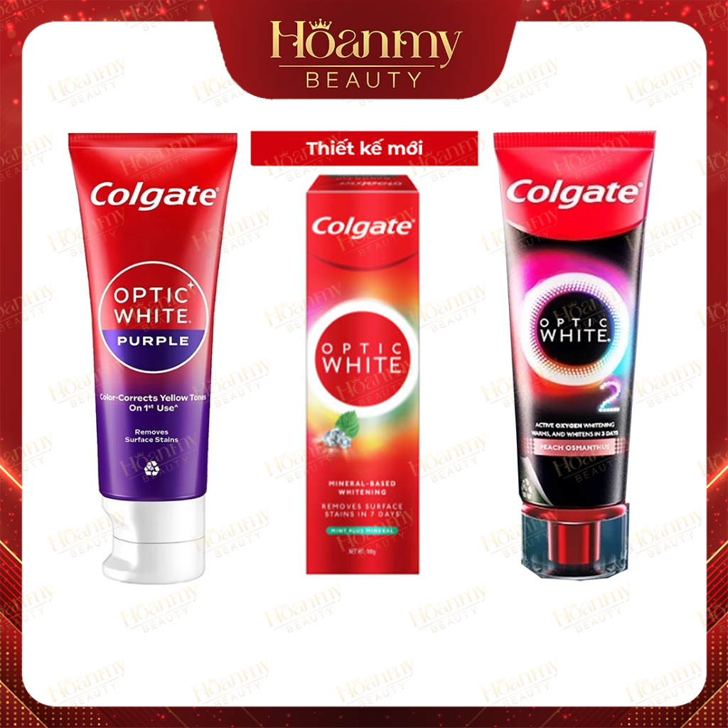 Kem Đánh Răng Colgate trắng răng Optic White Purple 100g công nghệ sắc tím, trung hòa ố vàng tức thì