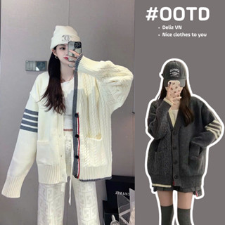 Cardigan len nữ áo khoác ngoài form rộng len vặn thừng dáng thome basic nhiều màu hottrend thu đông DELIZ
