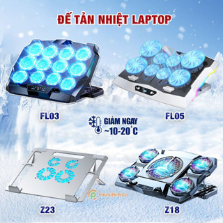 Đế kê laptop Z23 / FL03 12 quạt giá đỡ laptop đèn led rgb chỉnh tốc độ gió làm mát nhanh chống ồn