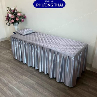 Ga giường spa phi lụa trần bông may theo số đo, mẫu mới