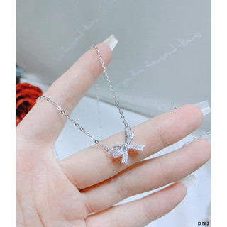 Dây chuyền nơ bạc xi vàng