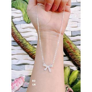 Dây chuyền nơ bạc xi vàng