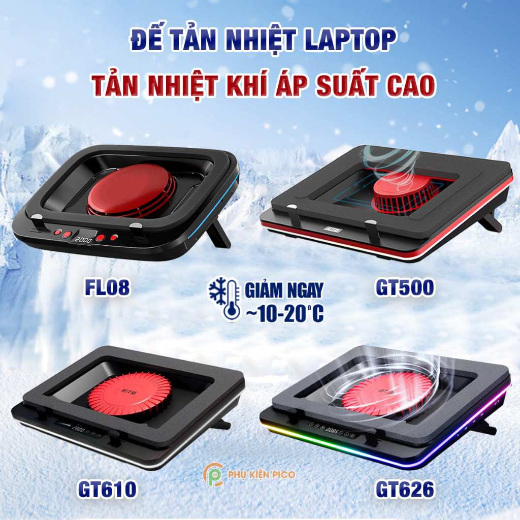 Đế tản nhiệt laptop Gaming FL08 GT626 - Quạt tản nhiệt Macbook - Giá đỡ laptop Surface Book Pro sức 