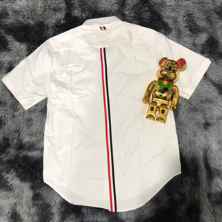 TB-VIP SƠ MI NAM NỮ THOM BROWN TRẮNG VẢI OXFORD DÀY, BỀN, CAO CẤP TAY NGẮN VIỀN LƯNG