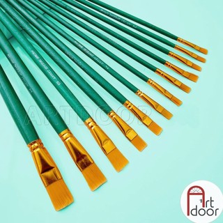 [ARTDOOR] Bộ cọ 12 cây tô tượng, tô đất sét, vẽ màu Acrylic custom áo (cán Xanh đầu Vàng) lông mượt mềm