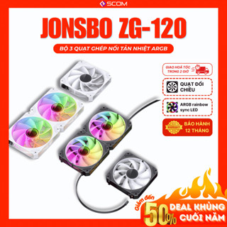 Bộ ba quạt làm mát ARGB JONSBO ZG-120 (3in1) - fan tản nhiệt ghép nối chống ồn chính hãng