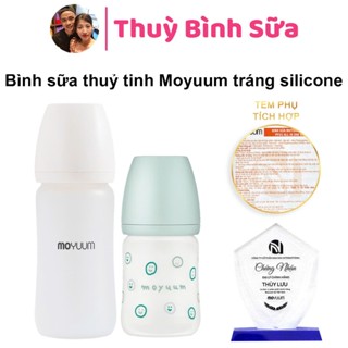 Bình sữa Moyuum Thuỷ tinh tráng Silicon 150ml/240ml Hàn quốc chính hãng
