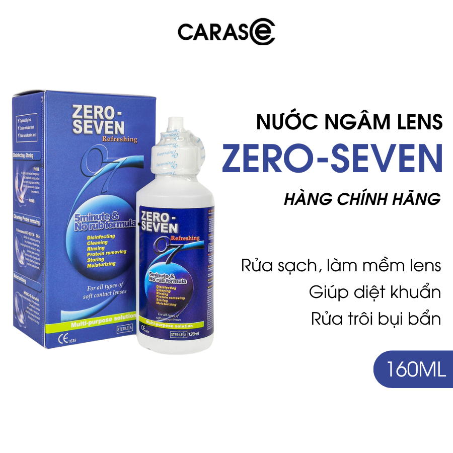  Nước Ngâm Lens Carase Giúp Rửa Sạch Khử Trùng Và Bảo Quản Kính Áp Tròng Zero Seven 160ml 