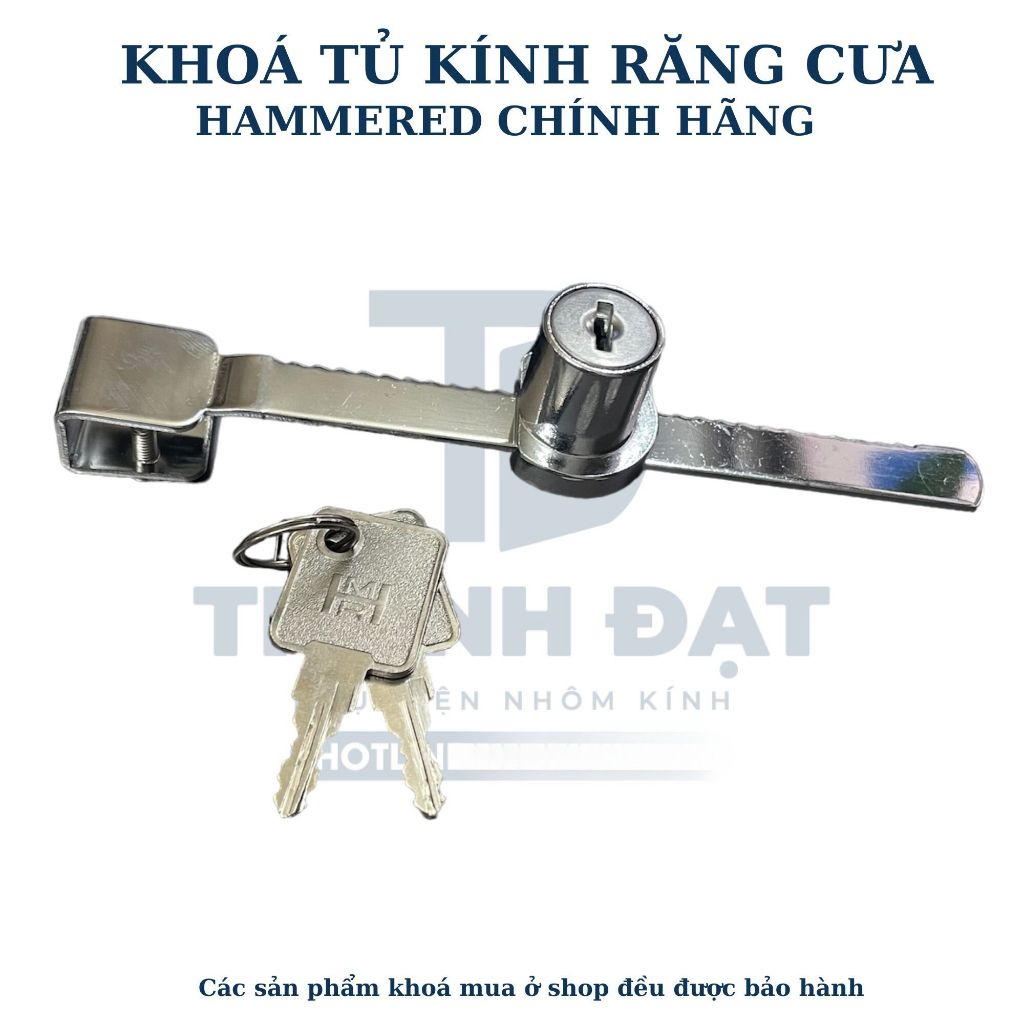 [Chính hãng] Khóa tủ kính răng cưa Hammered (Khóa răng cưa cho tủ kính dầy 3-5mm)