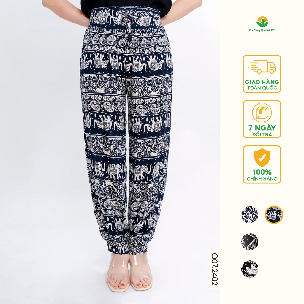 Quần lanh nữ dài thổ cẩm alibaba thời trang Việt Thắng - Q07.2402