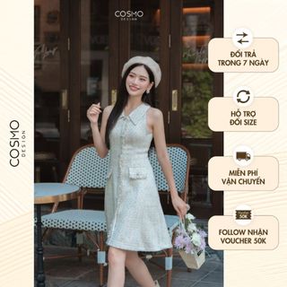 Váy đầm nữ thiết kế dáng ôm tweet kem sát nách túi ốp tiểu thư sang trọng Elite Dress 11911