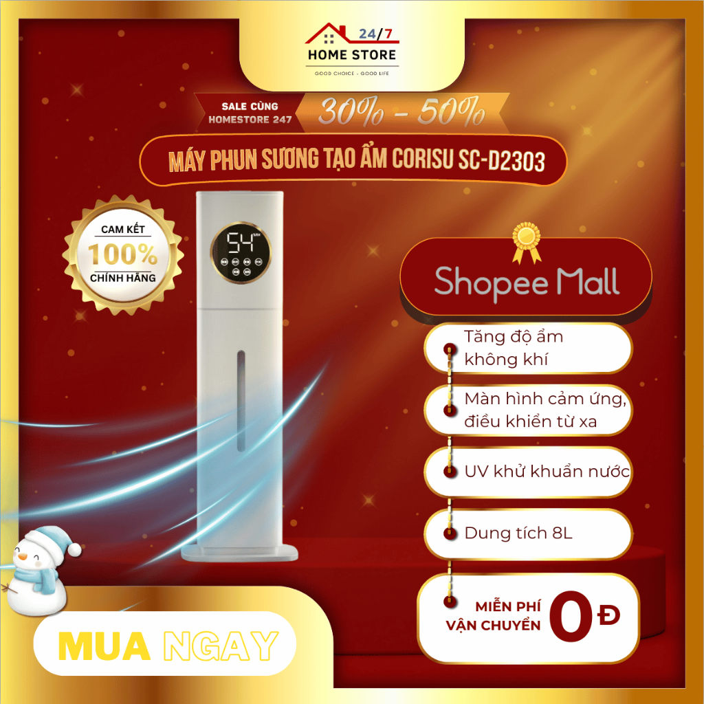 Máy Phun Sương Tạo Ẩm SC-D2303 - Khử Khuẩn UV - Lọc Nước Trước Khi Phun