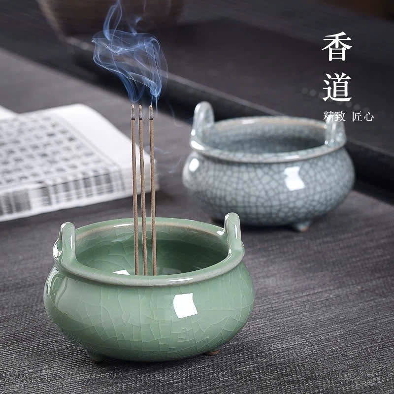 Lư Hương cúng phật bằng gốm men rạn cỡ nhỏ , Bát Nhang thờ cúng , xông trầm hương cao cấp