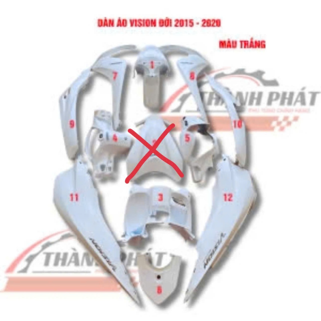 DÀN ÁO VISION TRẮNG KIM TUYẾN 11 MÓN ĐỜI 2018 ZIN HÃNG (TRỪ MẶT NẠ )