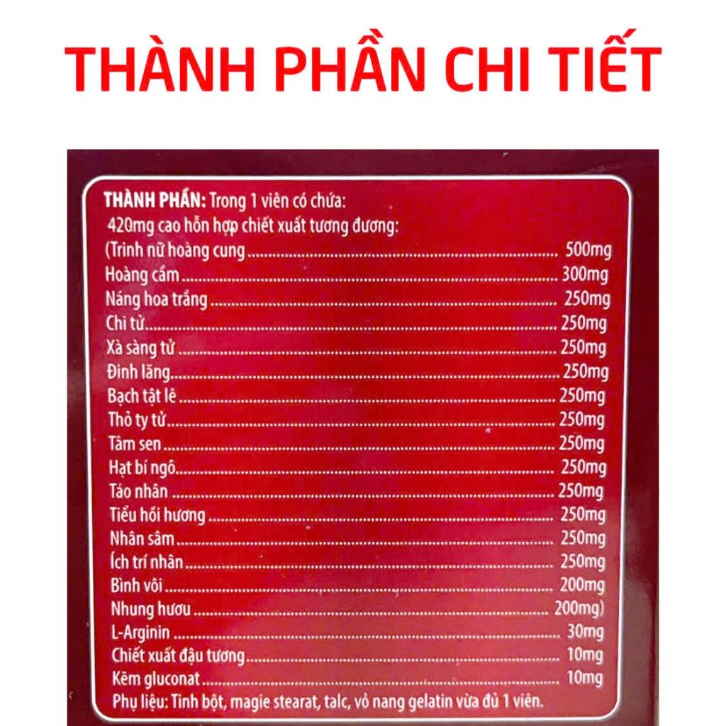 Viên Tiểu Đêm (đỏ) Sâm Nhung Bổ Thận giúp giảm tiểu đêm, tiểu nhiều lần, tiểu rắt - 30 viên