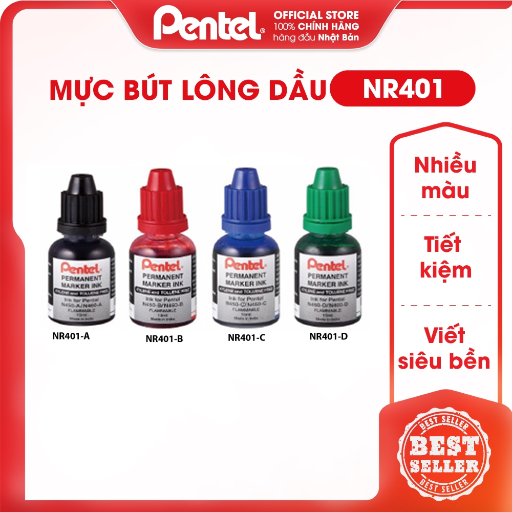 Mực Viết Lông Dầu Pentel Nhật Bản | dùng tốt với các dòng bút lông dầu | NR401