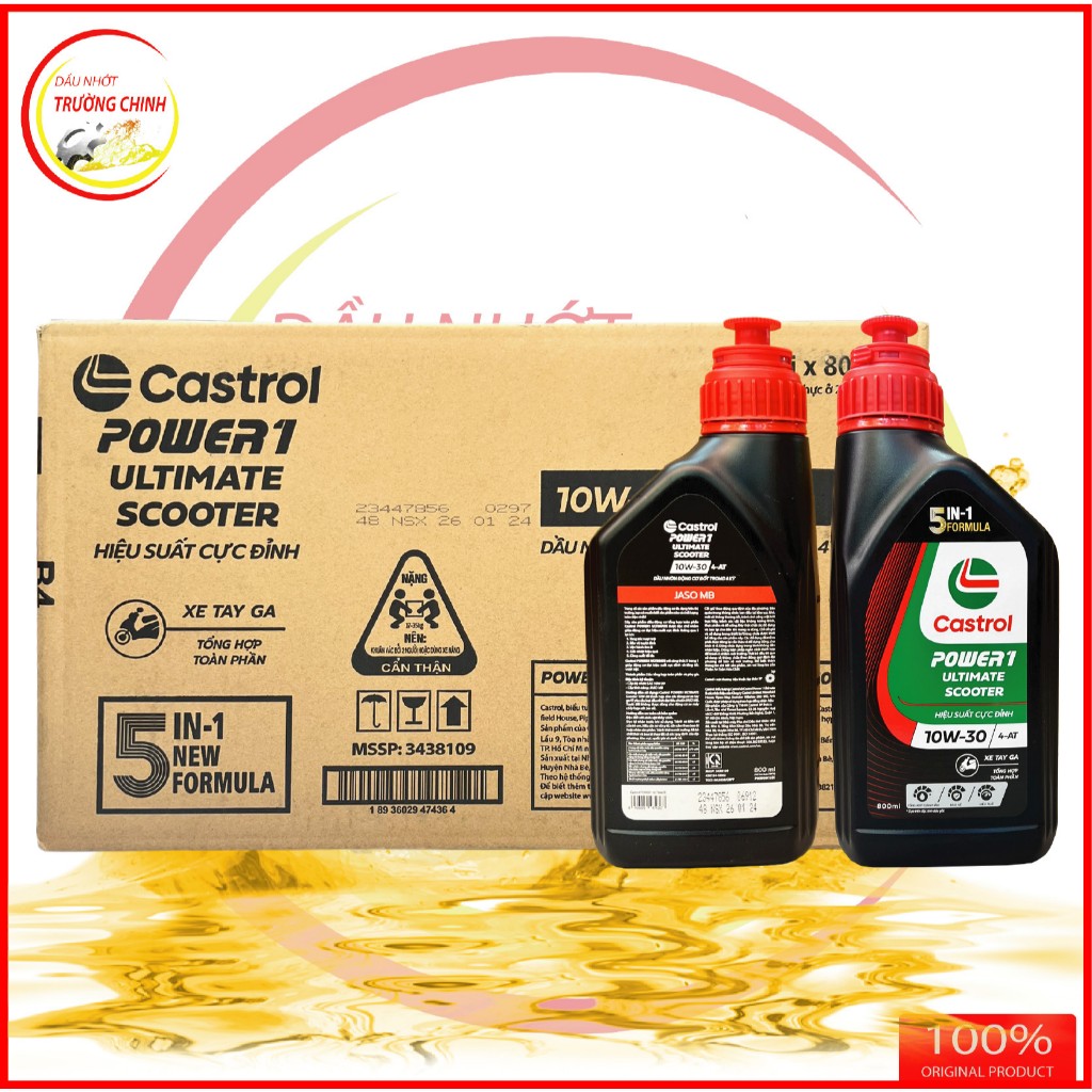 Thùng Nhớt Castrol Power 1 ULTIMATE Scooter 10W30 dành cho xe ga đời mới hàng chính hãng