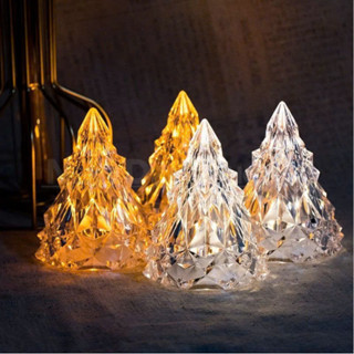 Đèn Led Nến Tuyết Để Bàn Bằng Nhựa Trong Suốt Hình Cây Thông Giáng Sinh