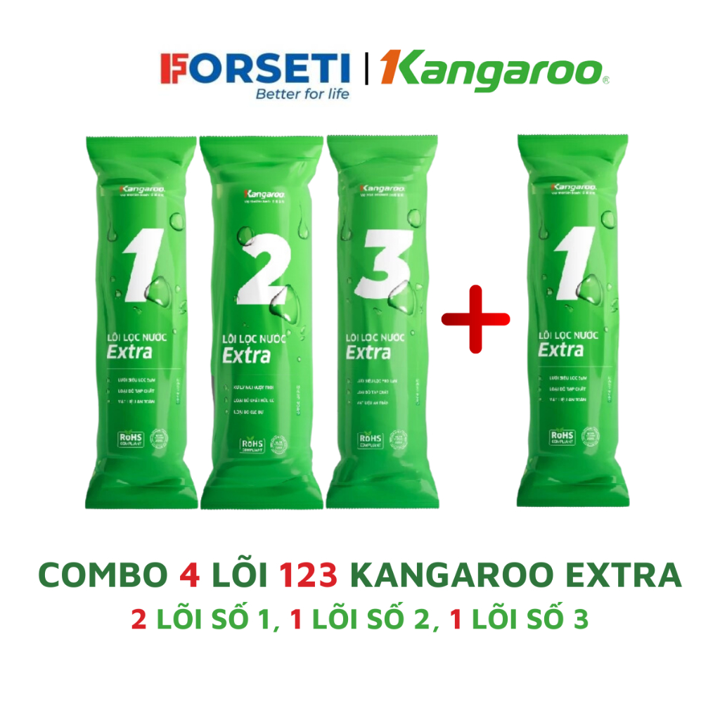 Combo 4 lõi lọc ( Bộ lọc thô số 1,2,3 + lõi số 1) cho máy lọc nước KANGAROO, Lõi lọc thô số 123 Kangaroo Extra
